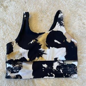 Abstract Black and Gold Women's sports bra
